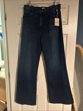 MOTHER Dark Indigo Wide-Leg Jeans